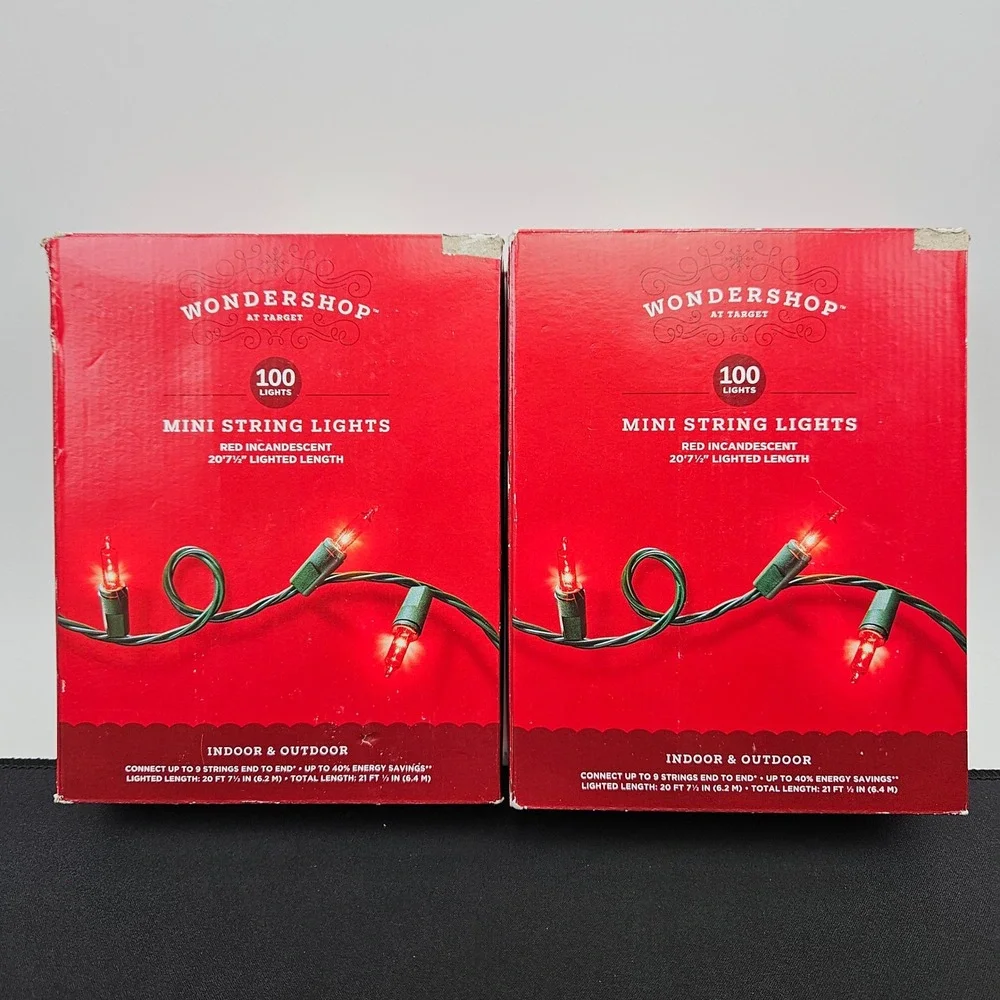 Wondershop 100 Red Mini String Lights Indoor‎ Outdoor Green Wire 2 Pack Target